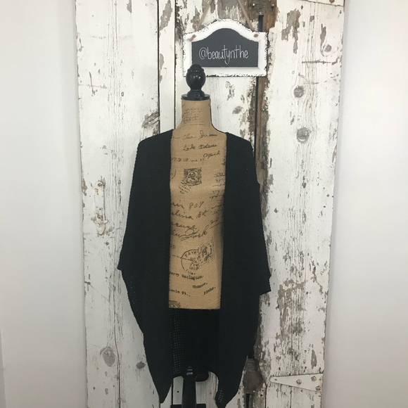 Free Kisses Sweaters - Black open weave lightweight kimono